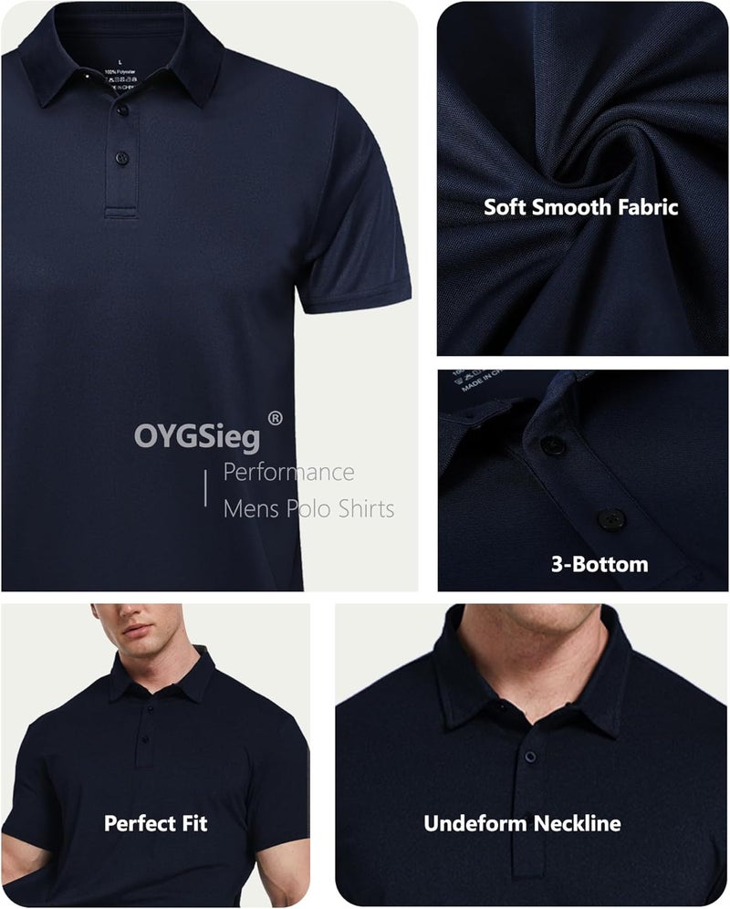 OYGSieg 5 عبوات من قمصان بولو للرجال قمصان جولف للرجال - Image 4